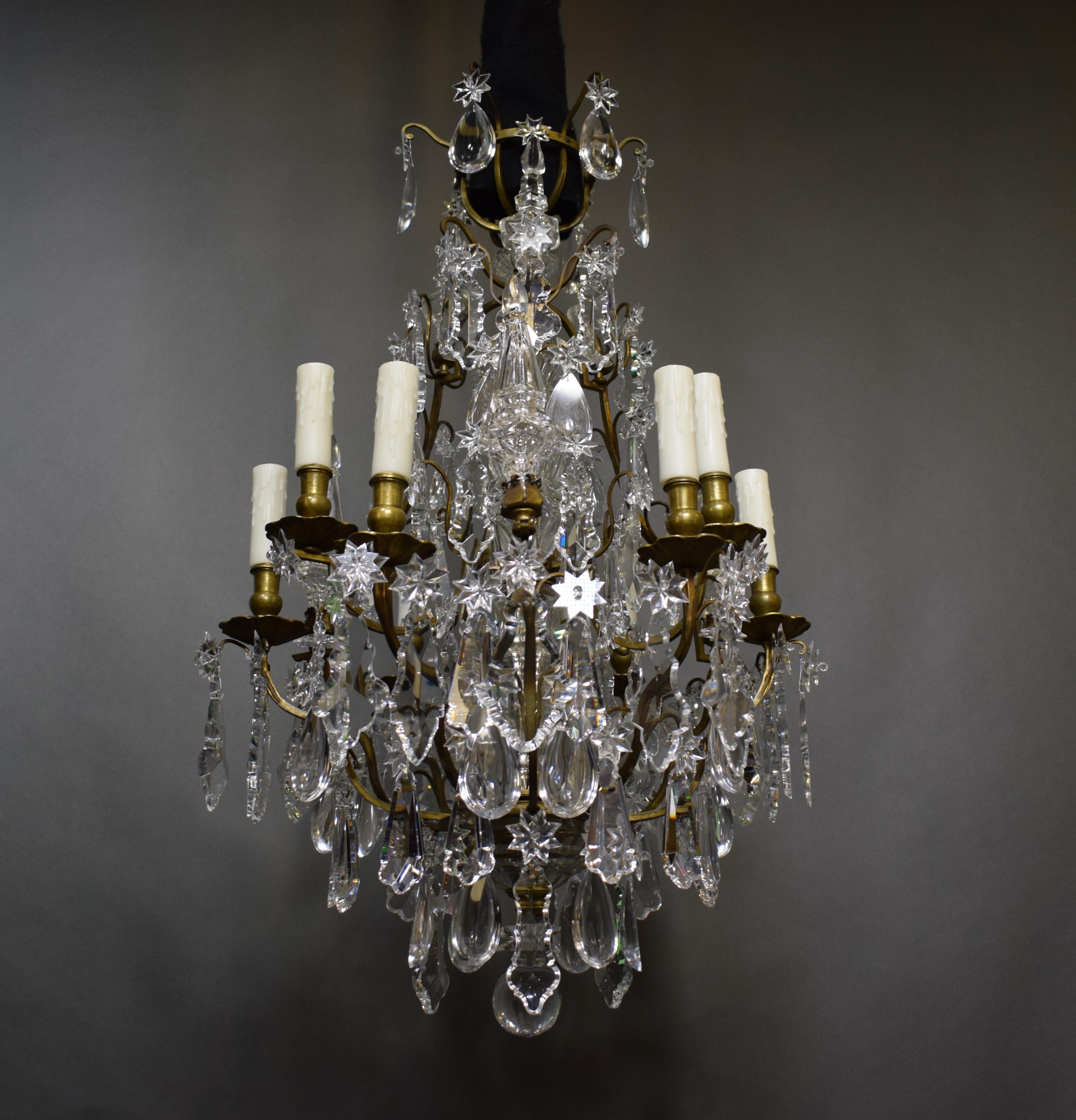 Very Fine Gilt Bronze & Crystal Chandelier For Sale 2