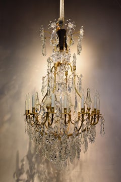 A Very Fine Gilt Bronze & Crystal Louis XV style "Cage" Chandelier
