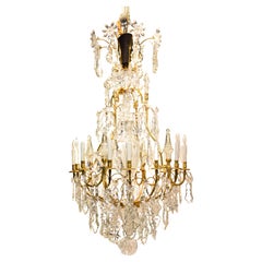A Very Fine Gilt Bronze & Crystal Louis XV style "Cage" Chandelier