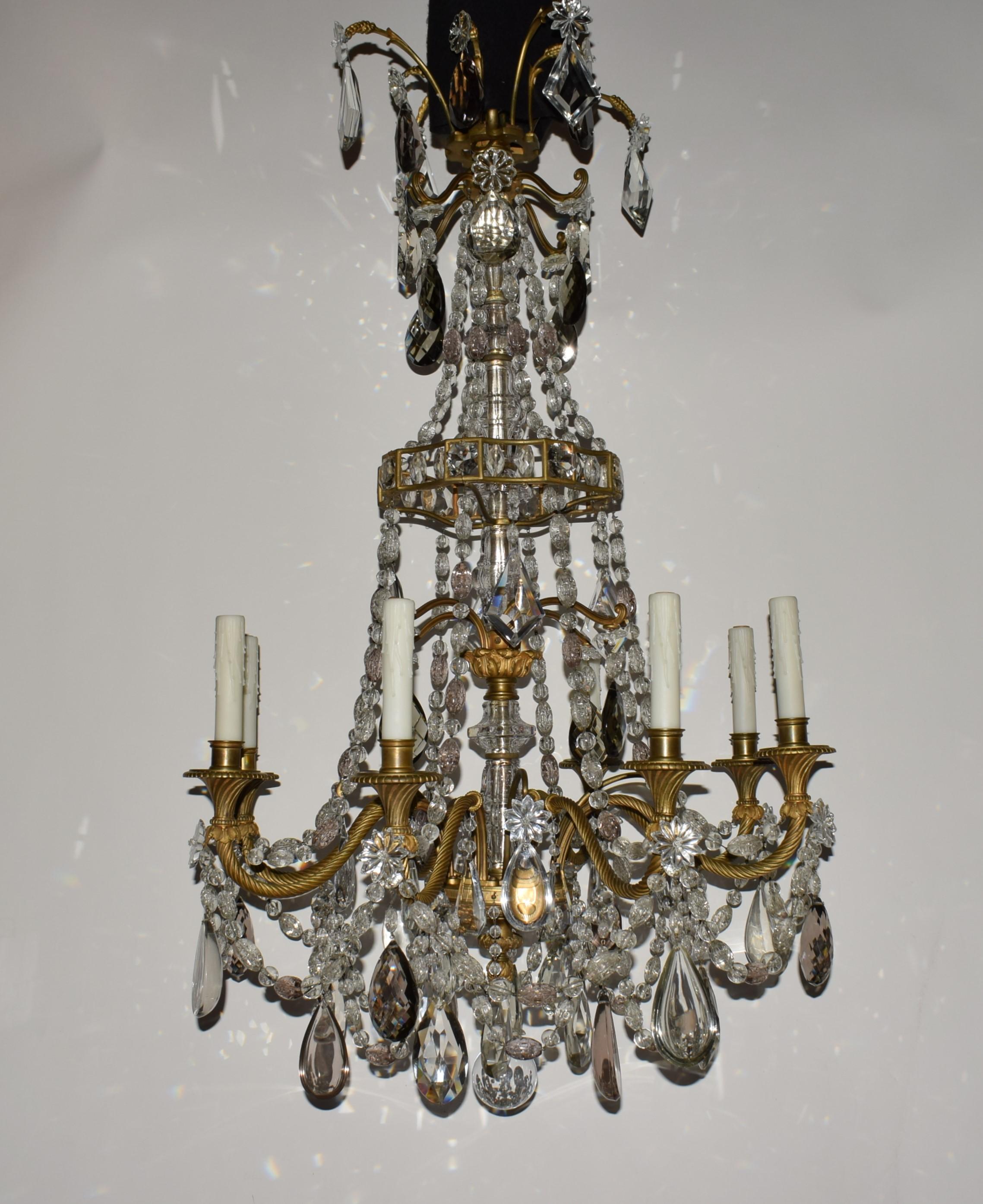 French Very Fine Gilt Bronze & Crystal Napoleon III Style Chandelier For Sale