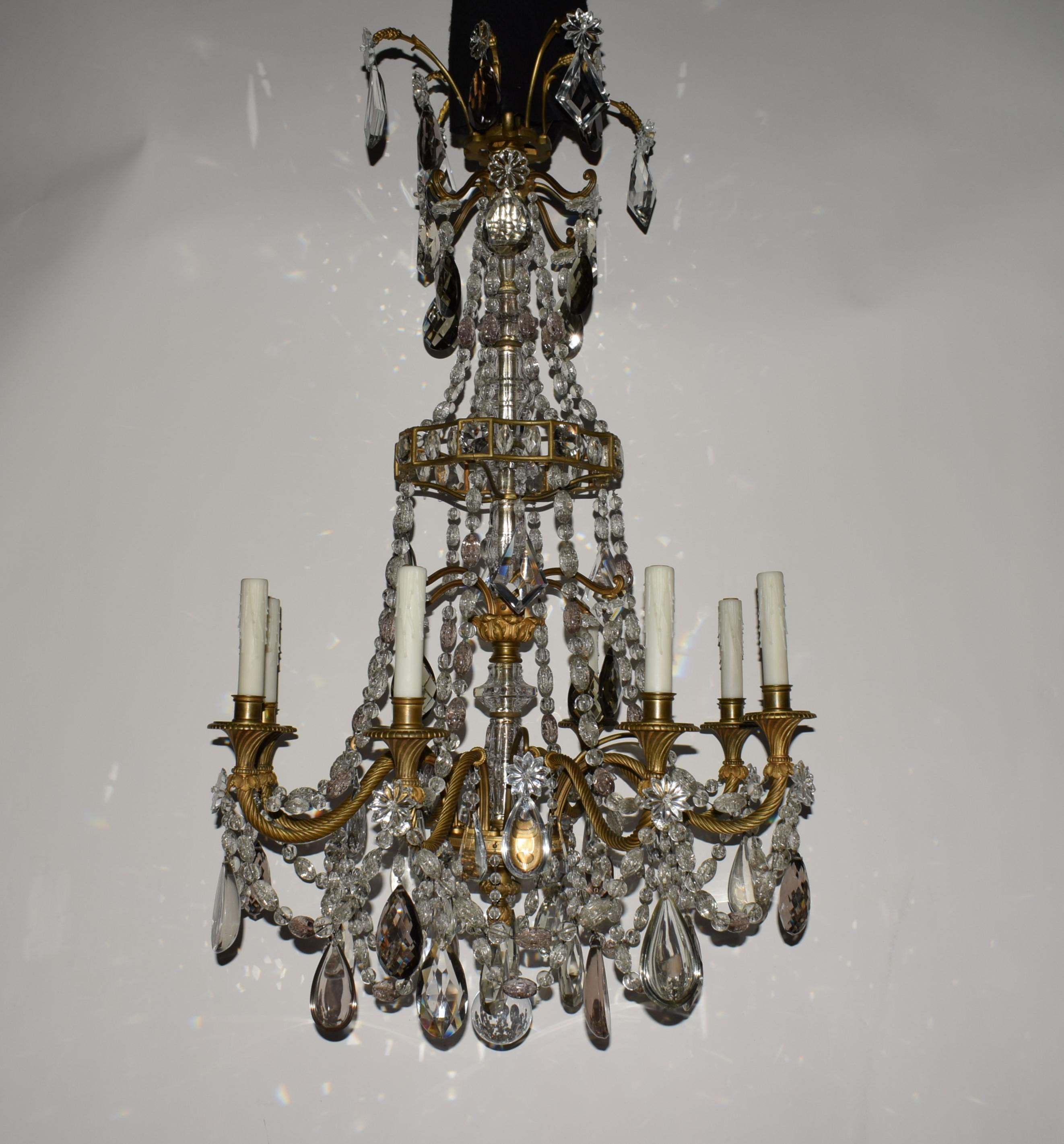 Très beau lustre de style Napoléon III en bronze doré et cristal Bon état - En vente à Atlanta, GA