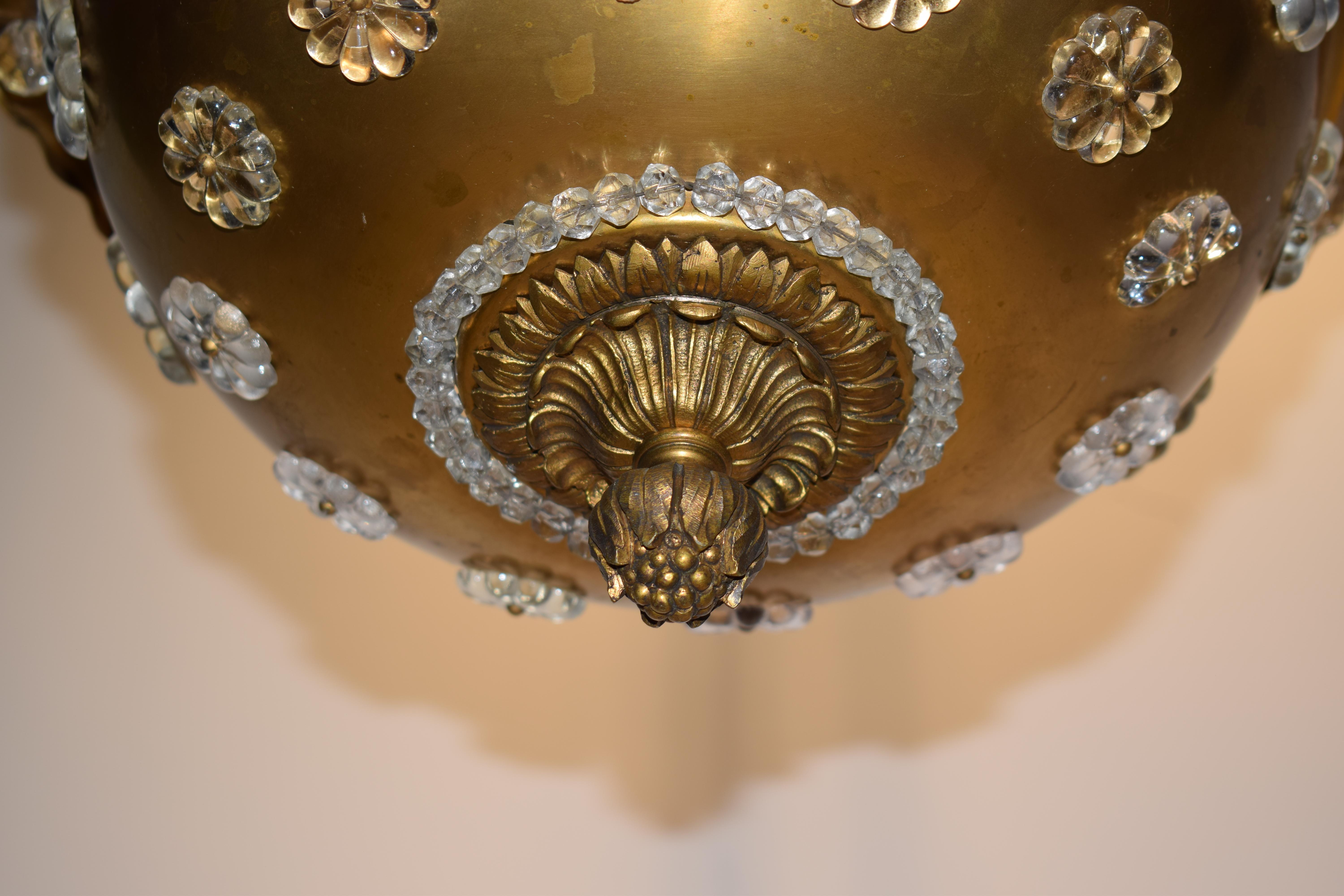 Doré Très beau pendentif en bronze doré et cristal de Jansen - France, vers 1930. en vente