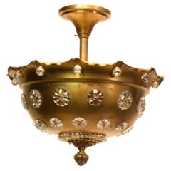 A Very Fine Gilt Bronze & Crystal Pendant by Jansen - France, circa 1930.