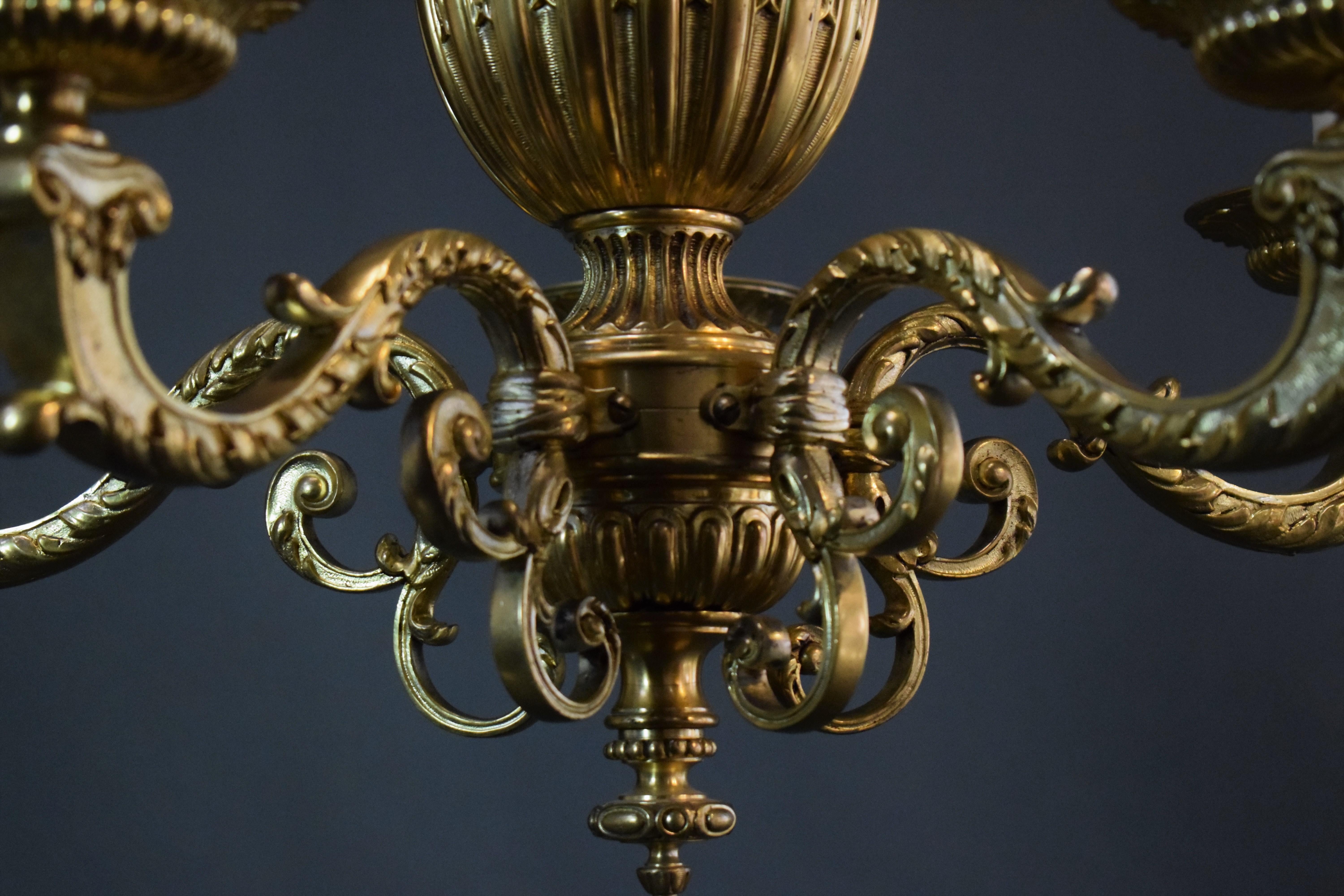 20th Century Very Fine Gilt Bronze Louis XVI Style 5 Lights Chandelier For Sale