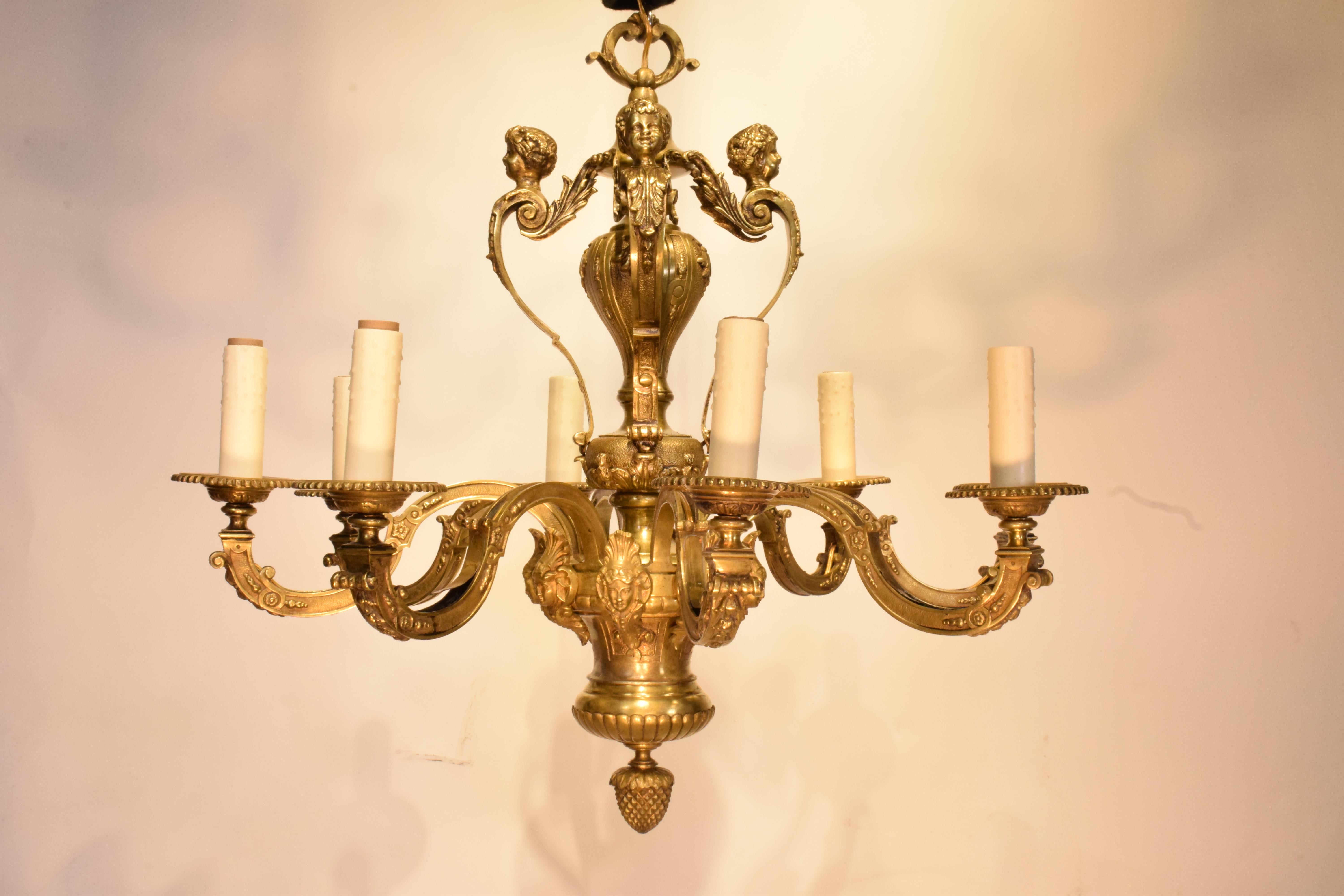 A Very Fine Gilt Bronze Regency style Chandelier For Sale 7