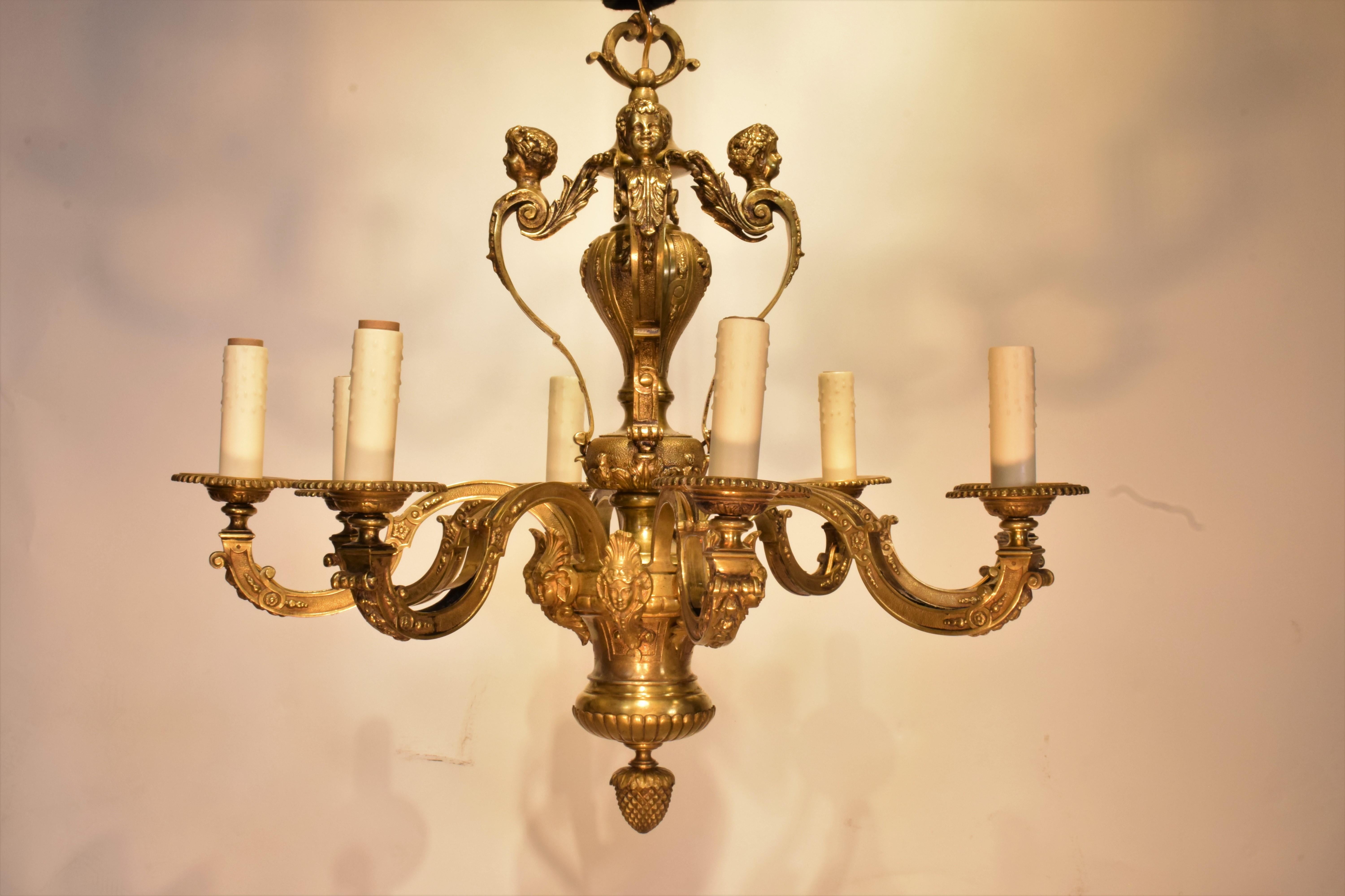 A Very Fine Gilt Bronze Regency style Chandelier In Good Condition For Sale In Atlanta, GA