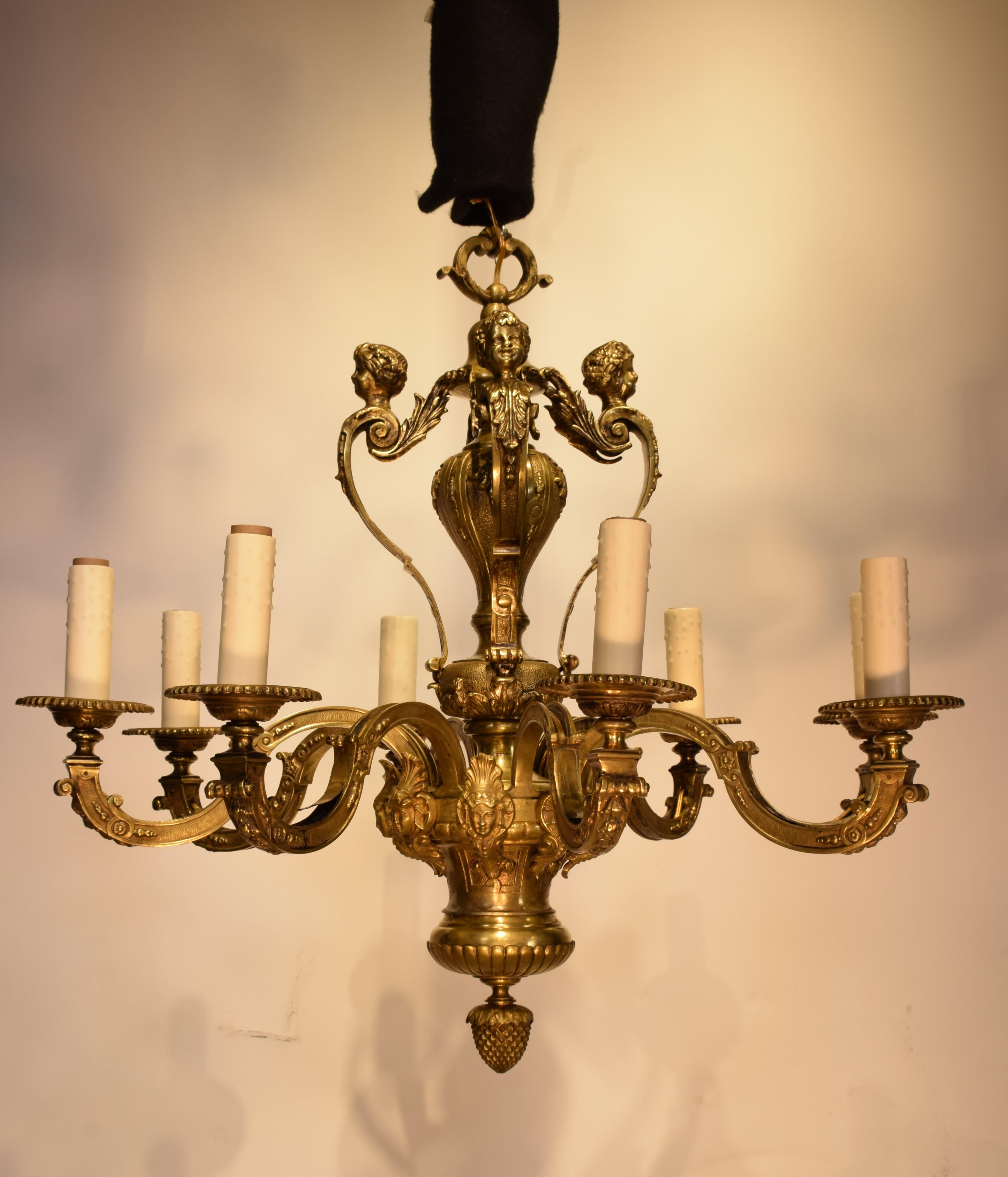 A Very Fine Gilt Bronze Regency style Chandelier For Sale 1