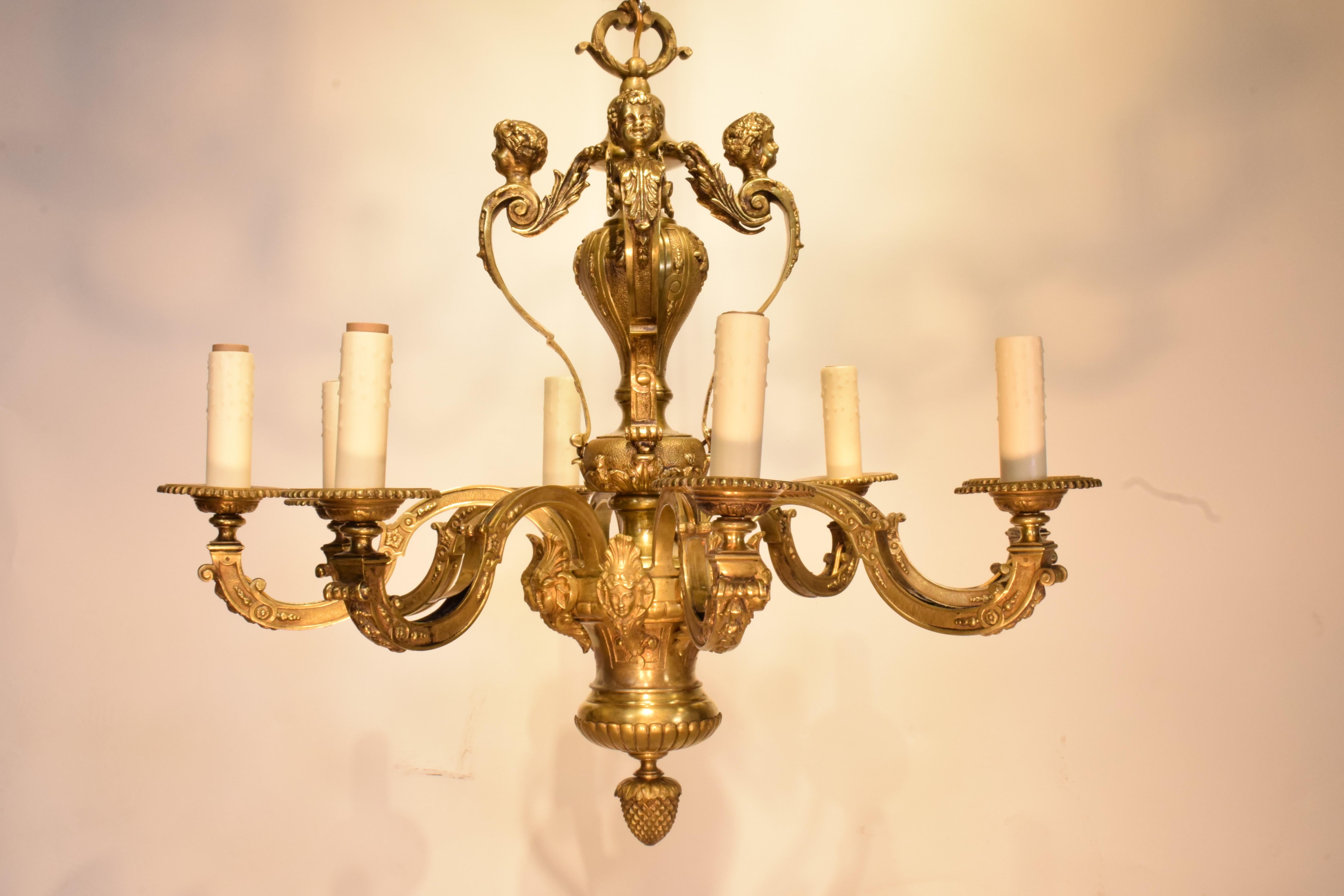 A Very Fine Gilt Bronze Regency style Chandelier For Sale 2