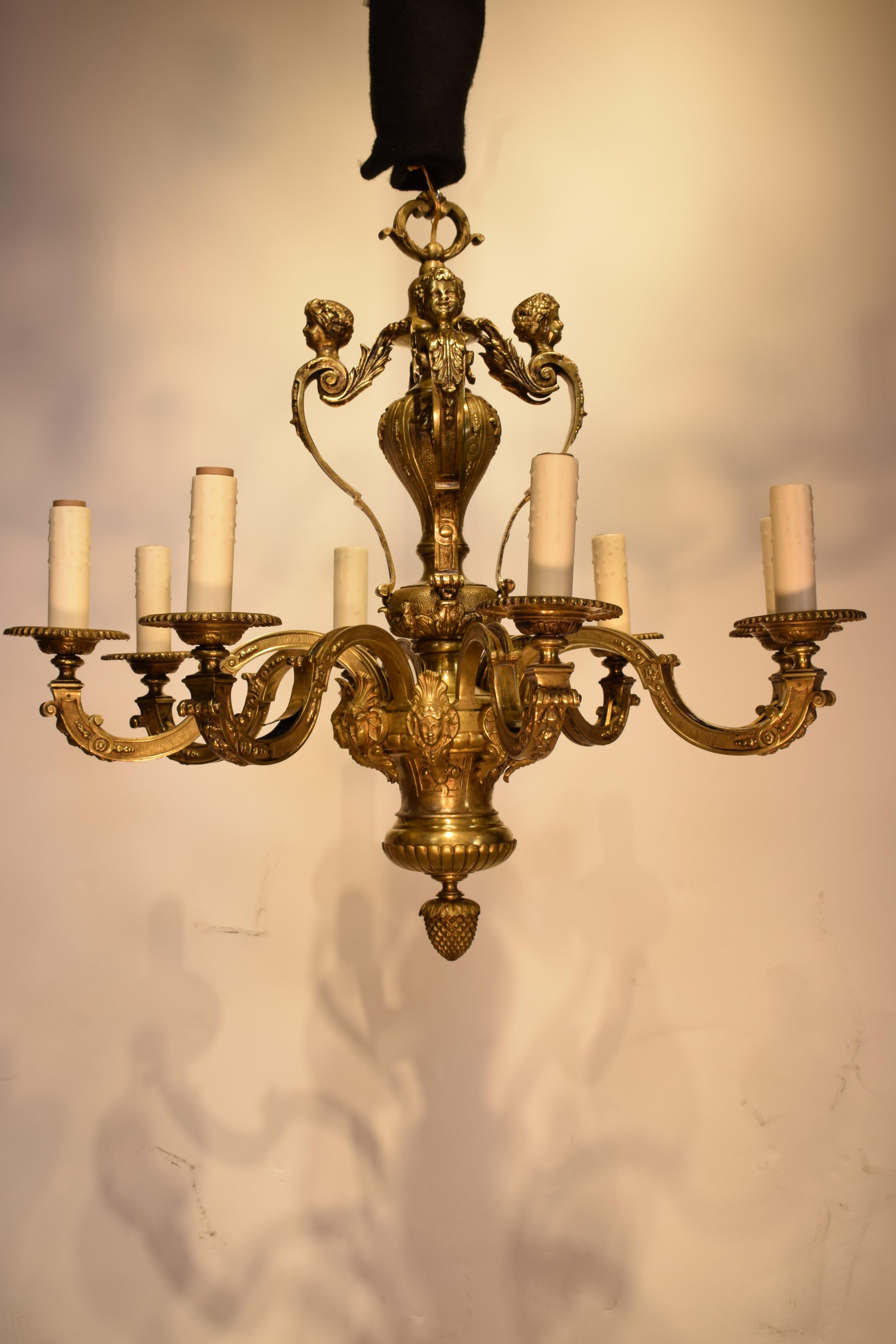A Very Fine Gilt Bronze Regency style Chandelier For Sale 3