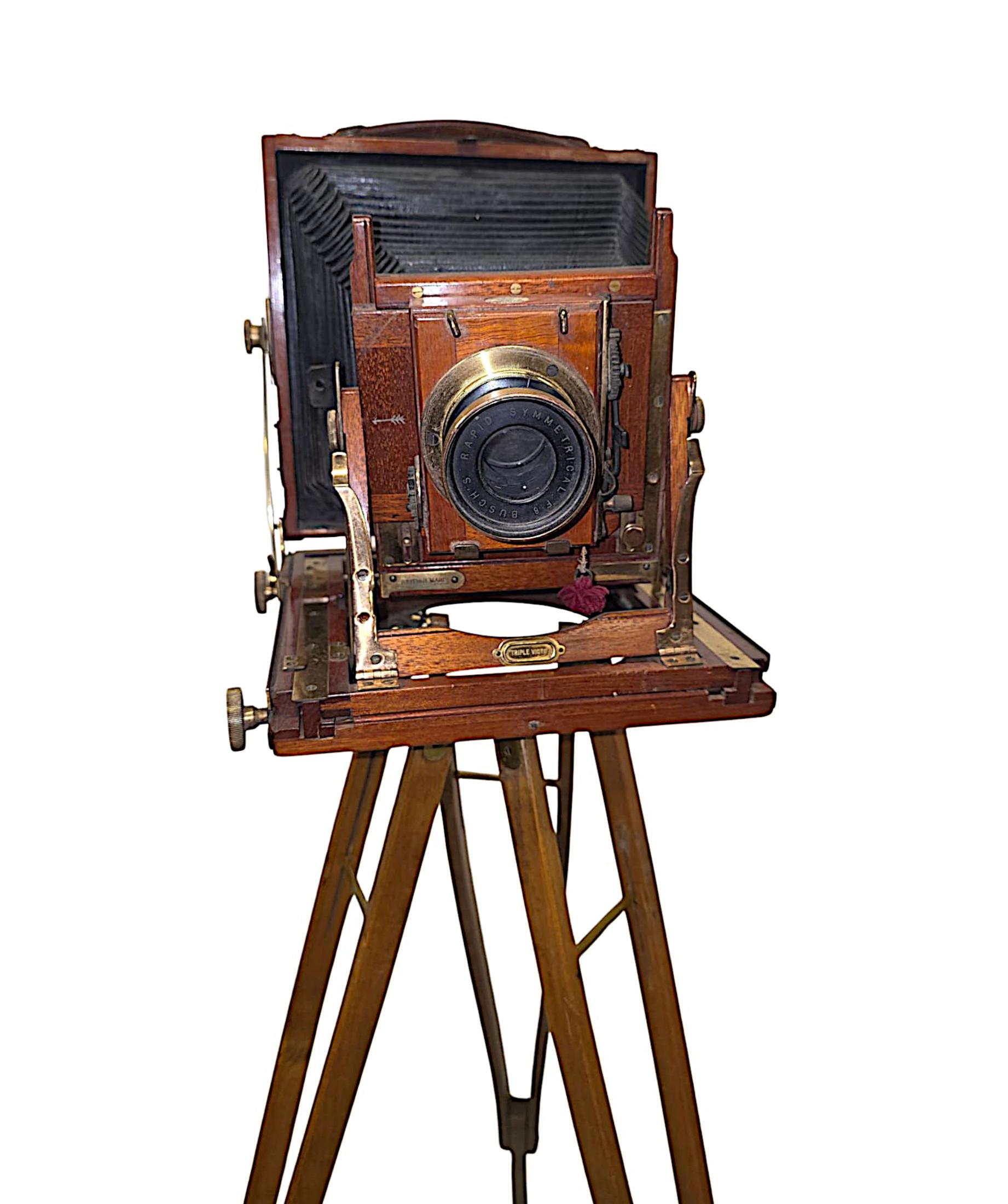 Très bel appareil photo à demi-plaque sur trépied en Oak par Benetfink & Co. Londres en vente 1