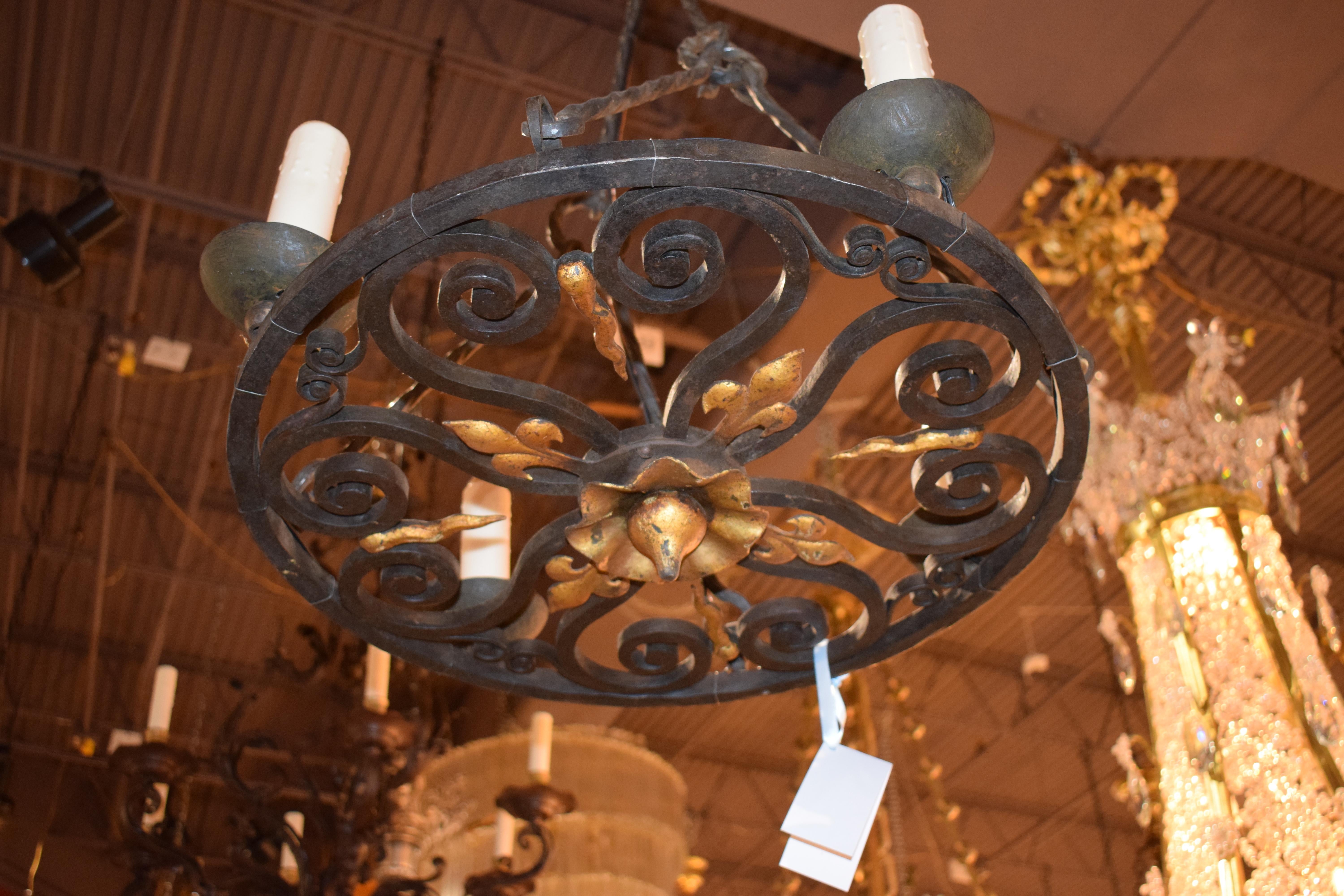 Very Fine Hand Forged Iron Chandelier In Good Condition In Atlanta, GA