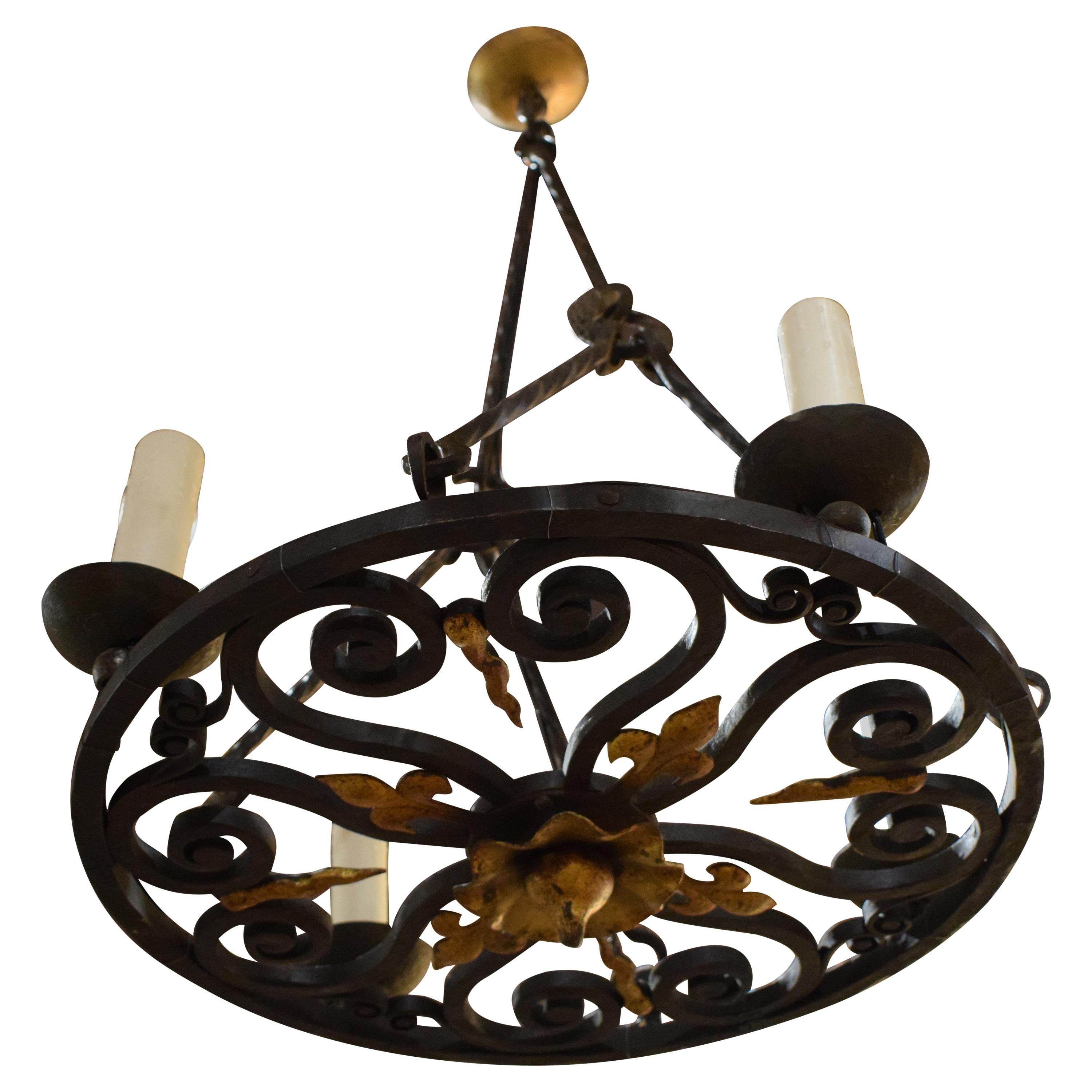 Very Fine Hand Forged Iron Chandelier