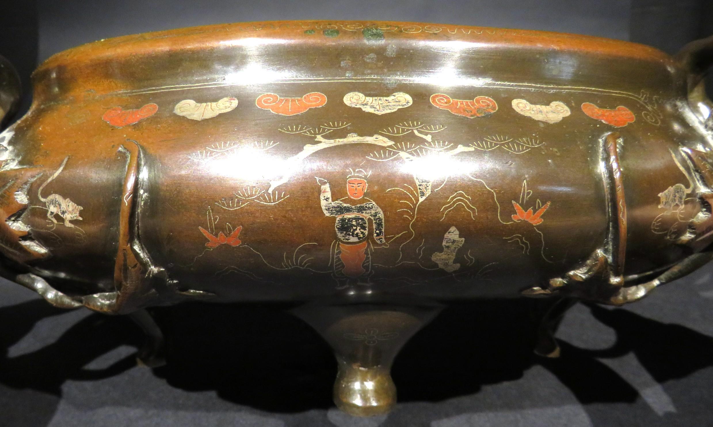 A Very Fine Japanese Mixed Metal Bronze Suiban / Planter on Stand, Taisho Period For Sale 2