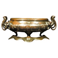 A Very Fine Japanese Mixed Metal Bronze Suiban / Planter on Stand, Taisho Period