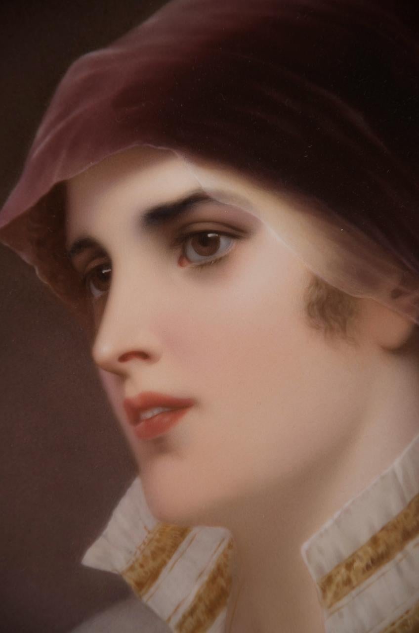 German Very Fine KPM Porcelain Plaque of a Young Woman, circa 1890 For Sale