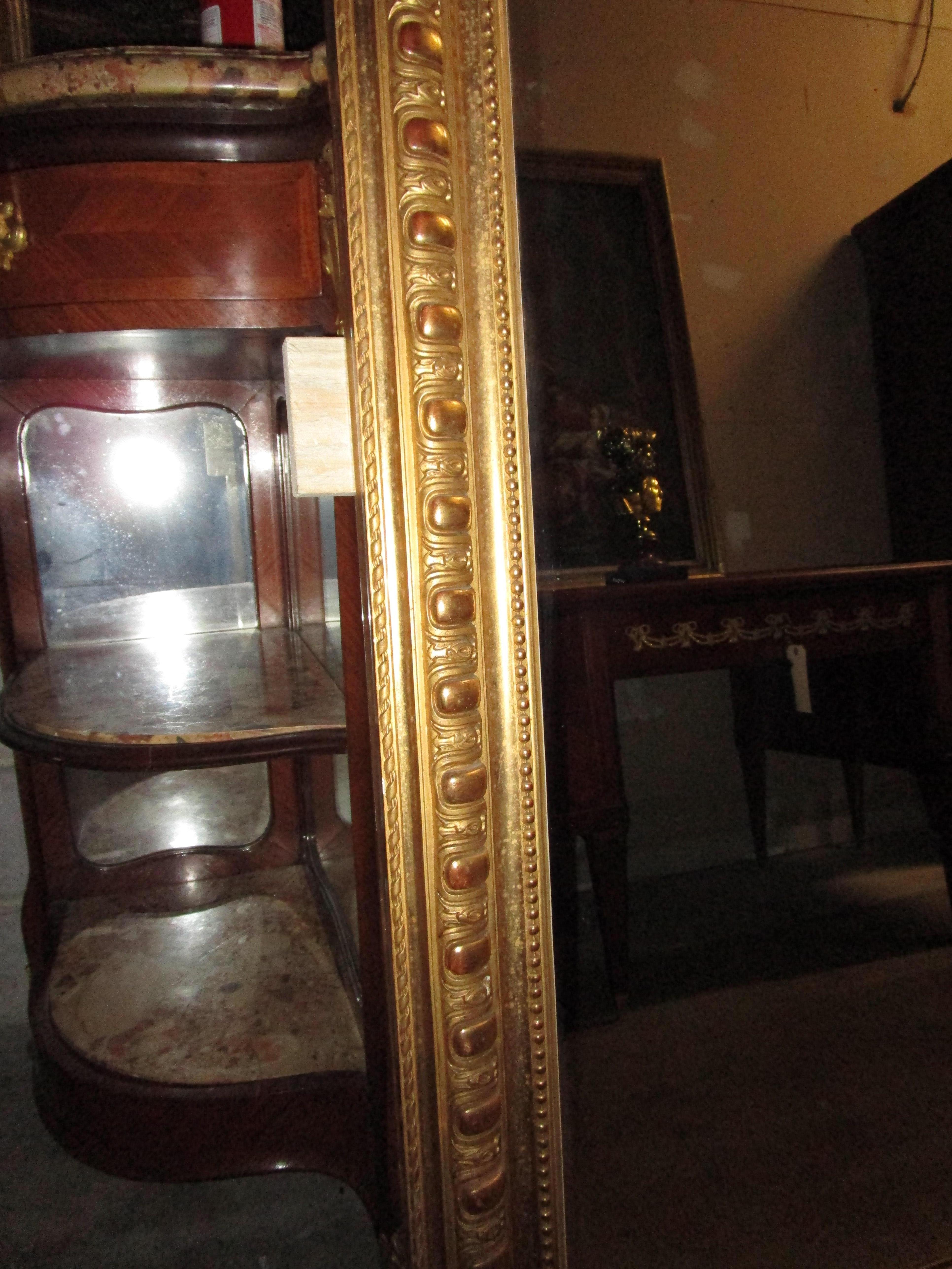 Very Fine Large 19th Century French Louis XVI Gilt Carved Mirror For Sale 2