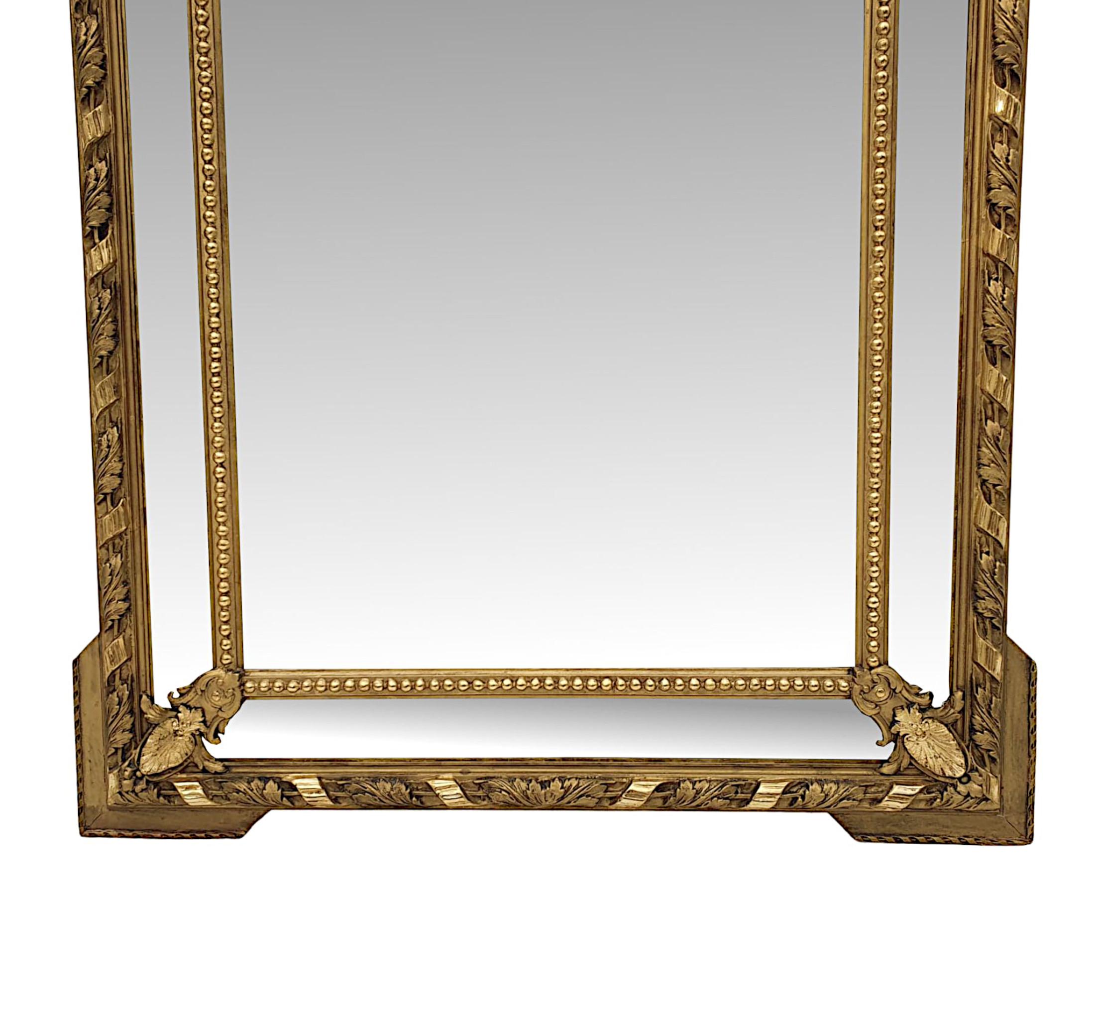 Très beau grand miroir en bois doré du 19ème siècle, surmonté d'un manteau ou d'un hall d'entrée Bon état - En vente à Dublin, IE