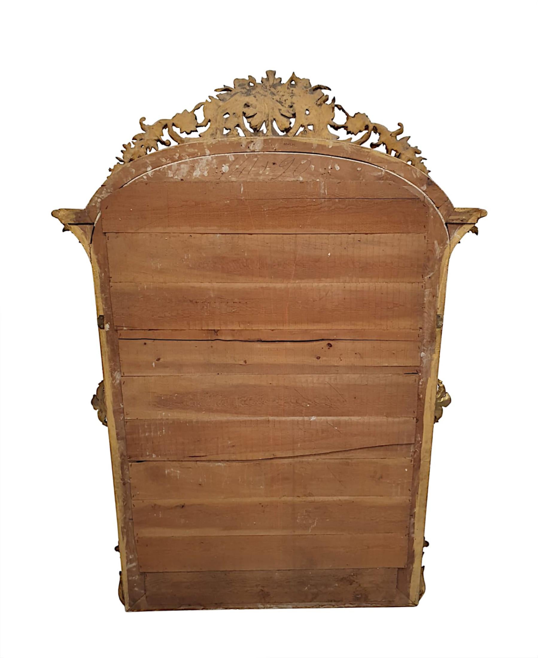 Verre Très beau grand miroir de hall ou trumeau en bois doré du 19e siècle en vente