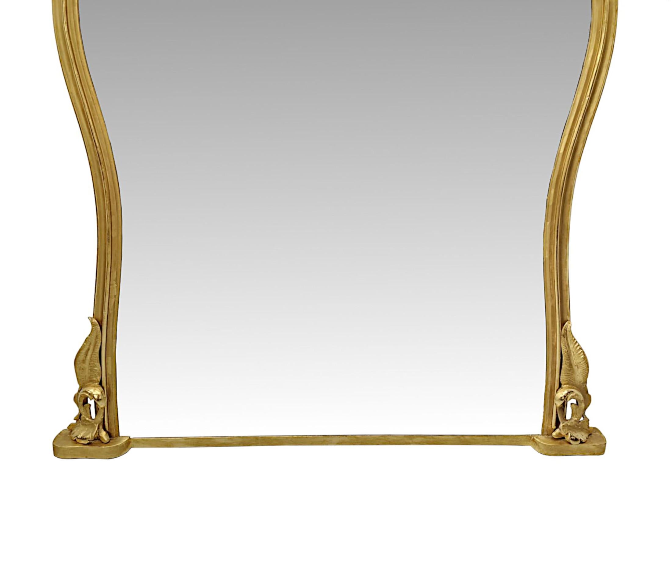 A Very Fine Large 19th Century Waisted Archtop Giltwood Overmantel Mirror In Good Condition For Sale In Dublin, IE