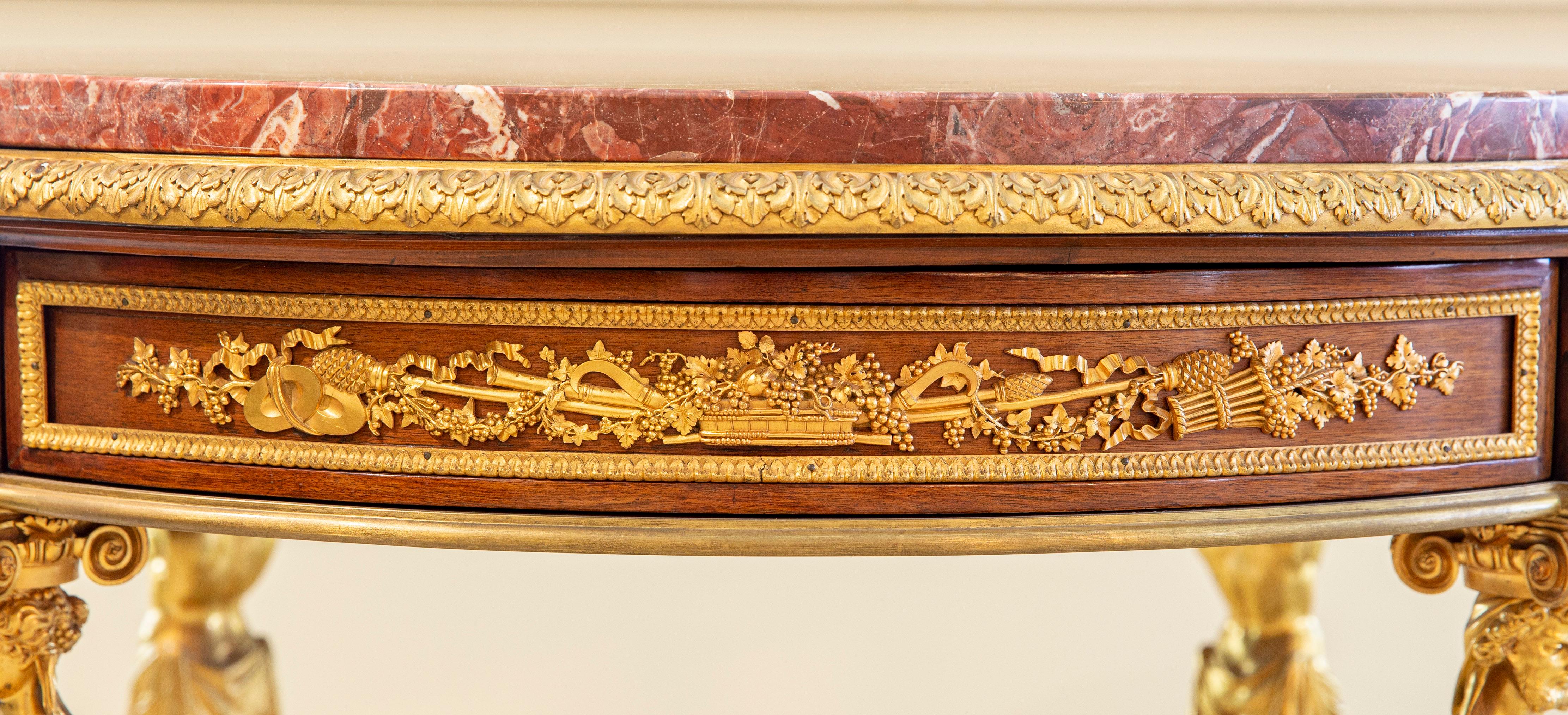 A Very Fine Late 19th Century Gilt Bronze Mounted Center Table by Henry Dasson For Sale 2