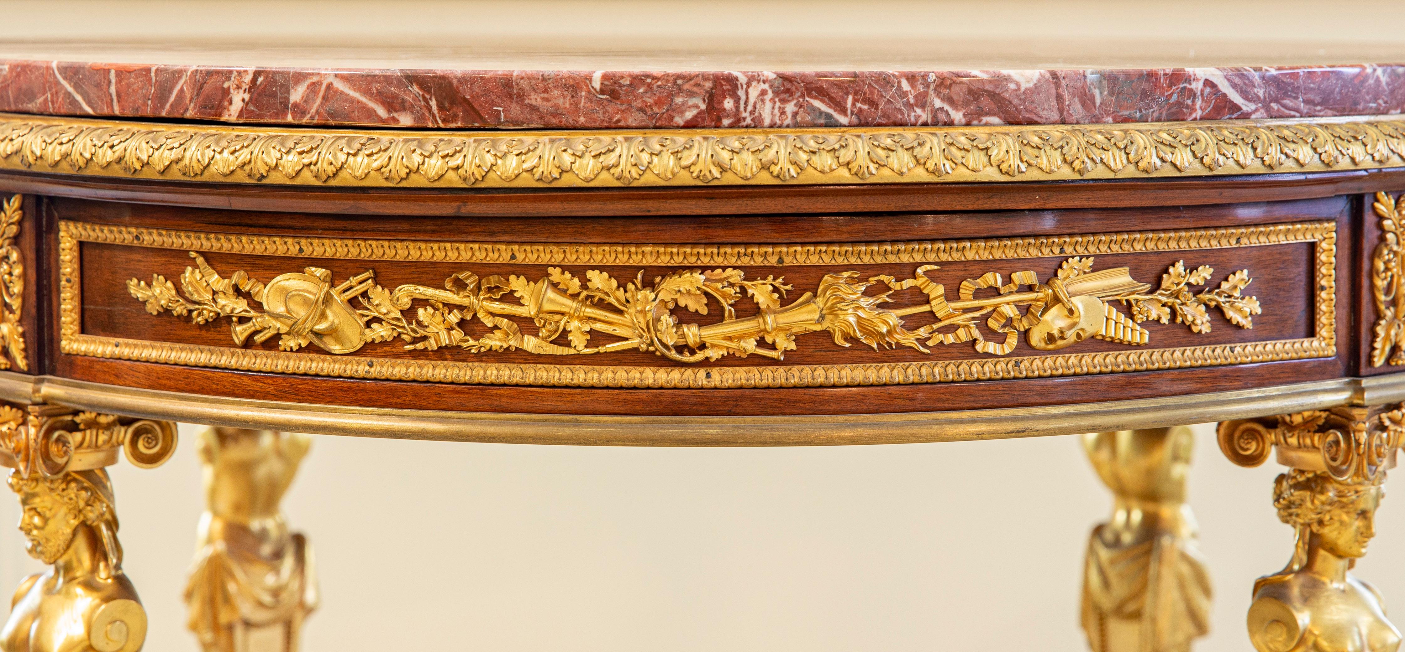 A Very Fine Late 19th Century Gilt Bronze Mounted Center Table by Henry Dasson For Sale 3