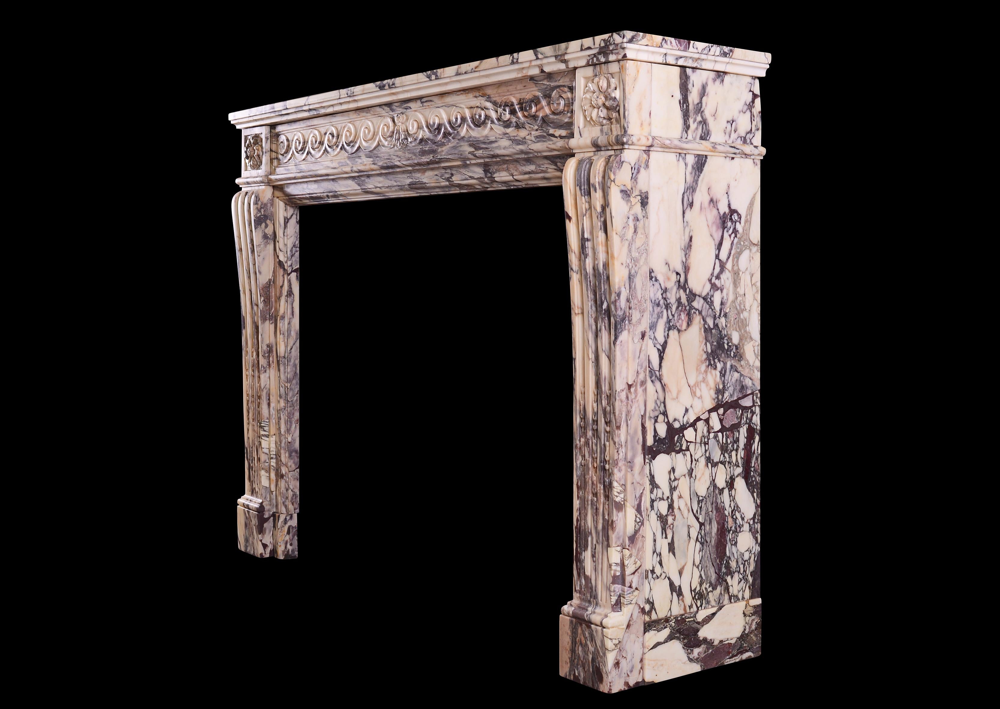 Very Fine Louis XVI Breche Violette Marble Fireplace In Good Condition For Sale In London, GB