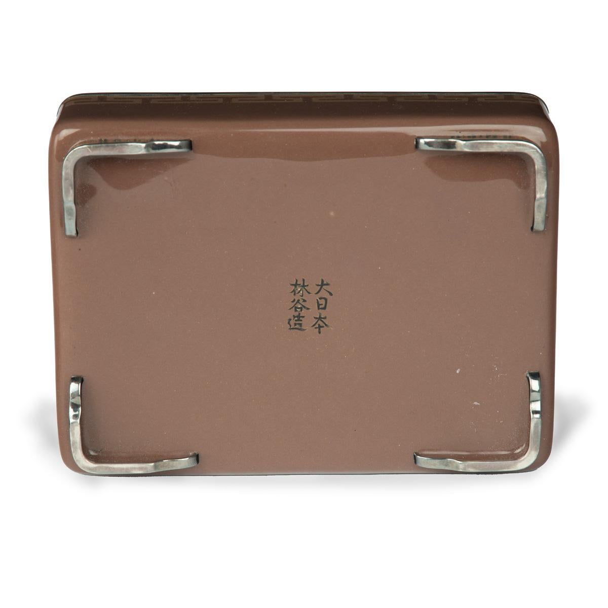 A very fine Meiji period cloisonné box and cover with brocade designs, by Hayash For Sale 1