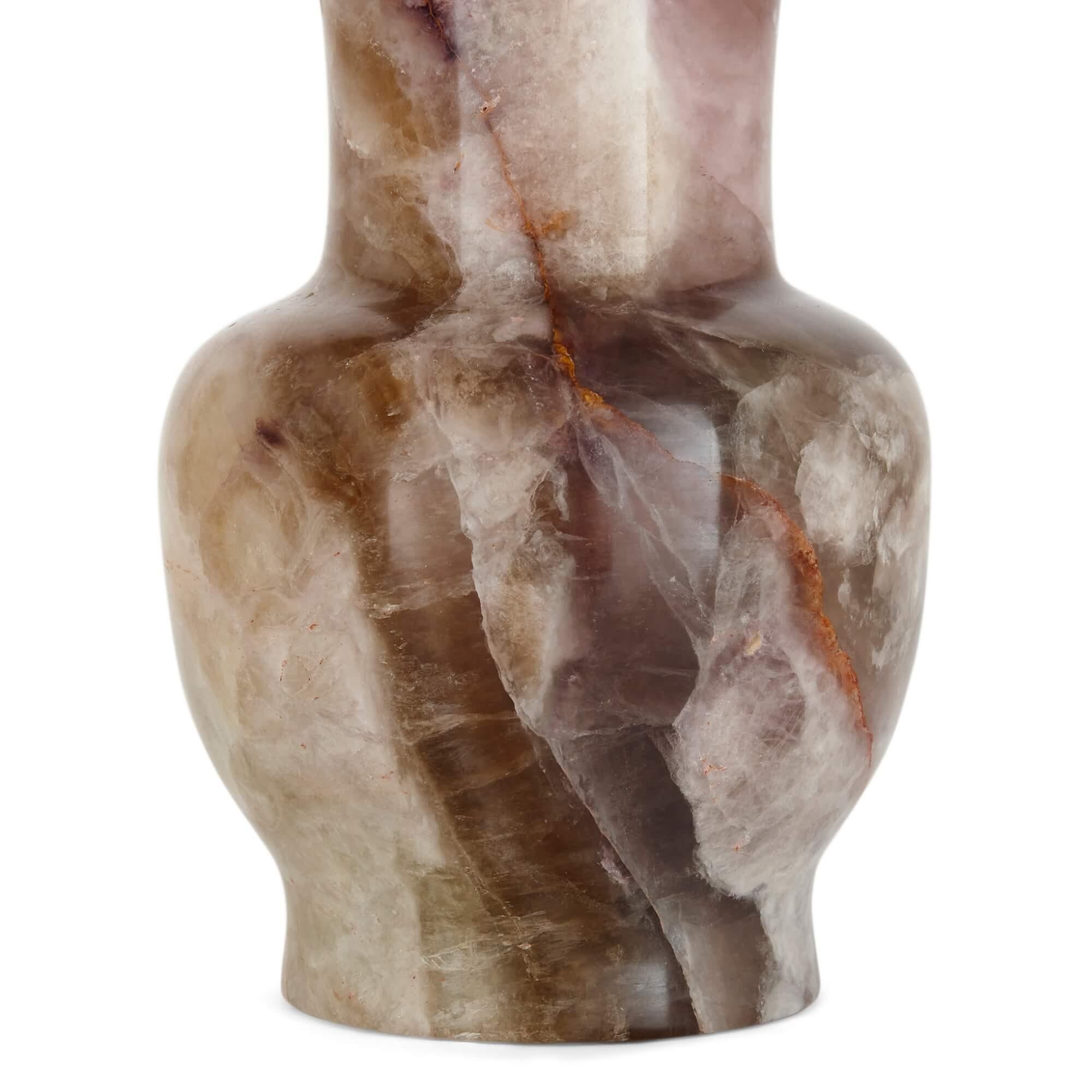 European Very Fine Mineral Specimen Vase Made from Fluorspar