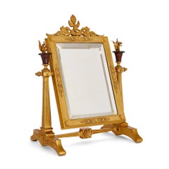 Very Fine Ormolu Mounted Limoges Enamel Table Mirror