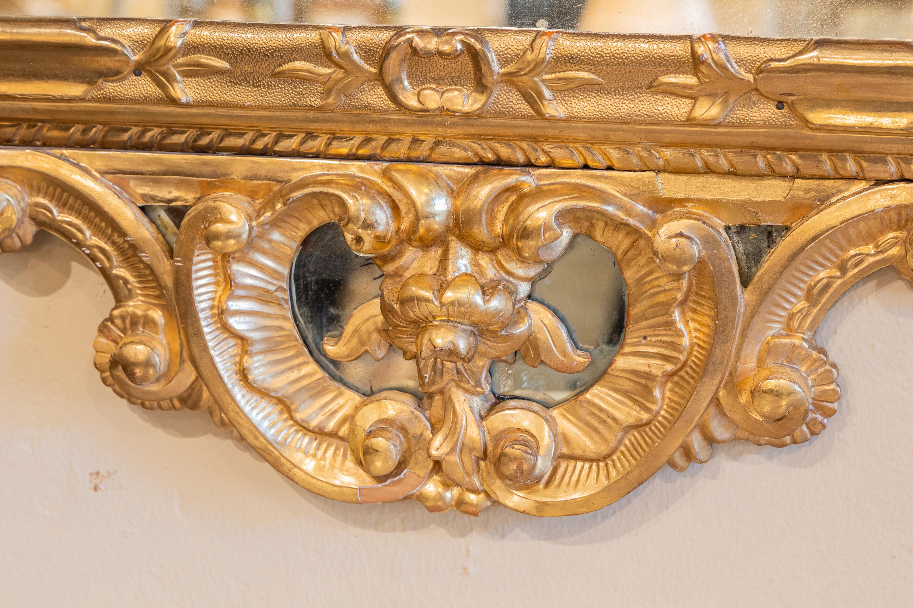 Belle Époque Very Fine Pair of 19th C French Water Gilt Carved and Etched Palatial Mirrors