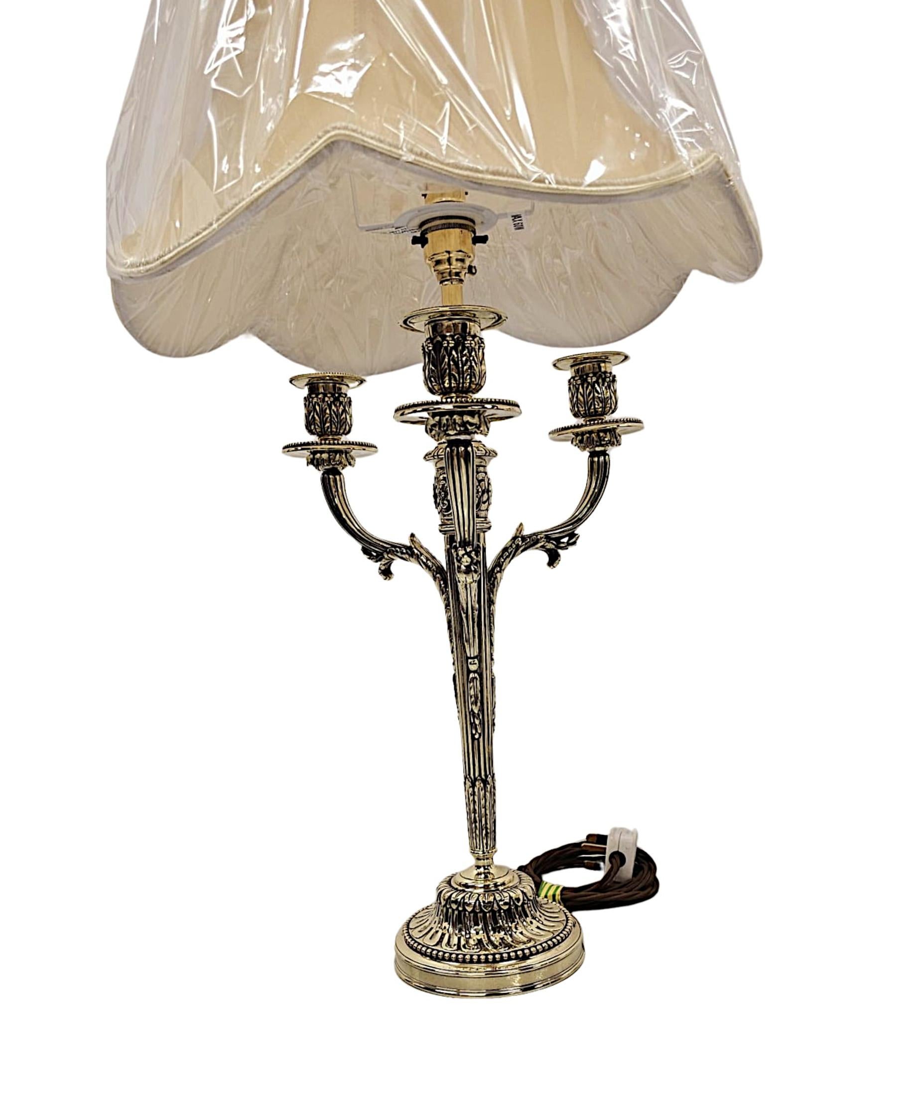 Très belle paire de candélabres du XIXe siècle transformés en lampes de table en vente 1