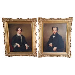 Very Fine Pair of 19th Century Giltwood Framed Country House Portraits