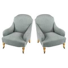 A Very Fine Pair of 19th-Century Giltwood Tub Armchairs or Bergères, Attributed