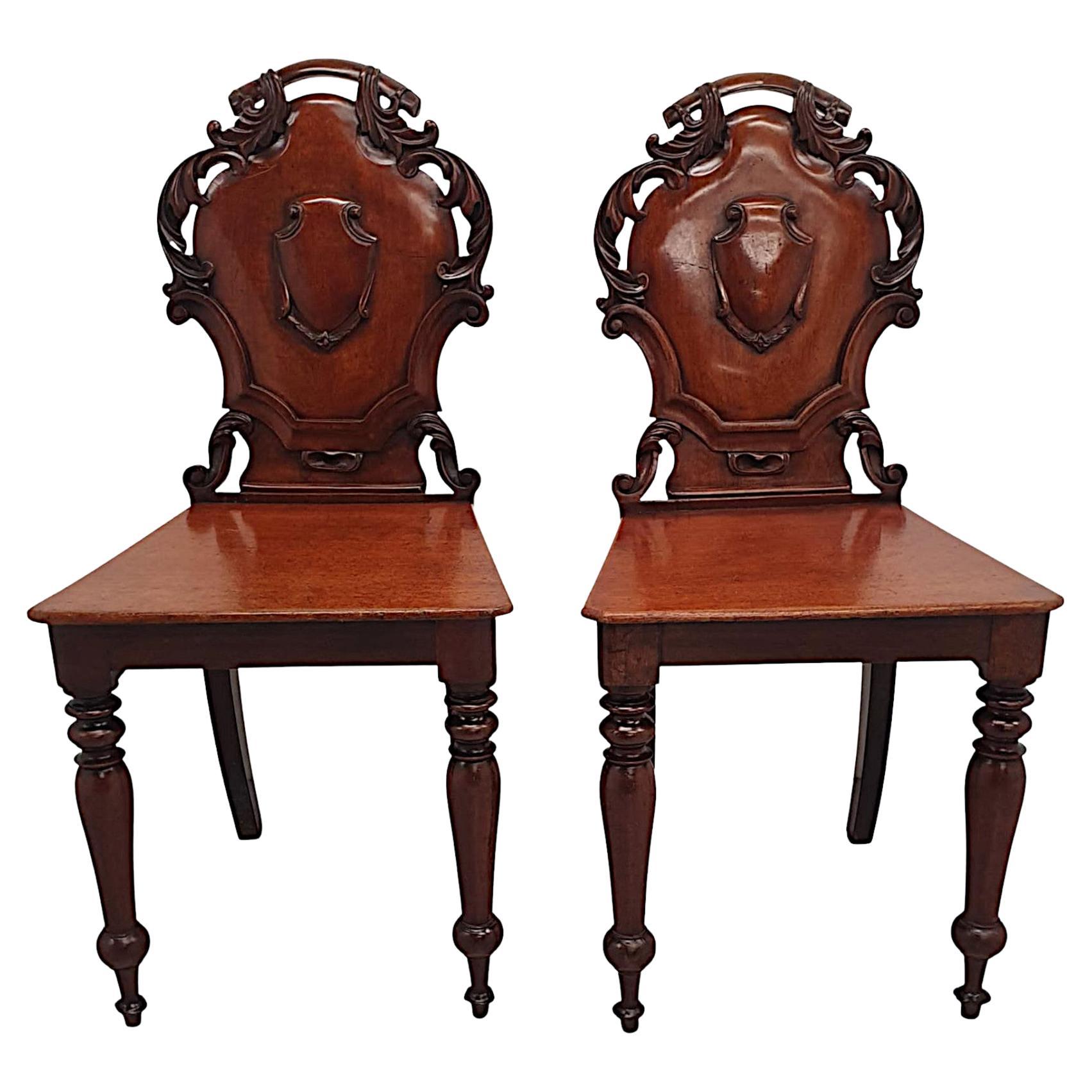 A Very Fine Pair of 19th Century Hall Chairs For Sale