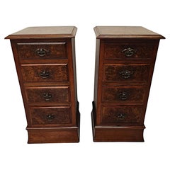 Antique A Very Fine Pair of 19th Century Walnut Bedside Cabinets