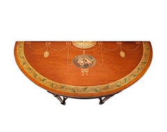 A Very Fine Pair of 20th Century Hand Painted Demilune Side Tables