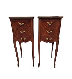 A Very Fine Pair of 20th Century  Marble Top Bedside Chests or Tables