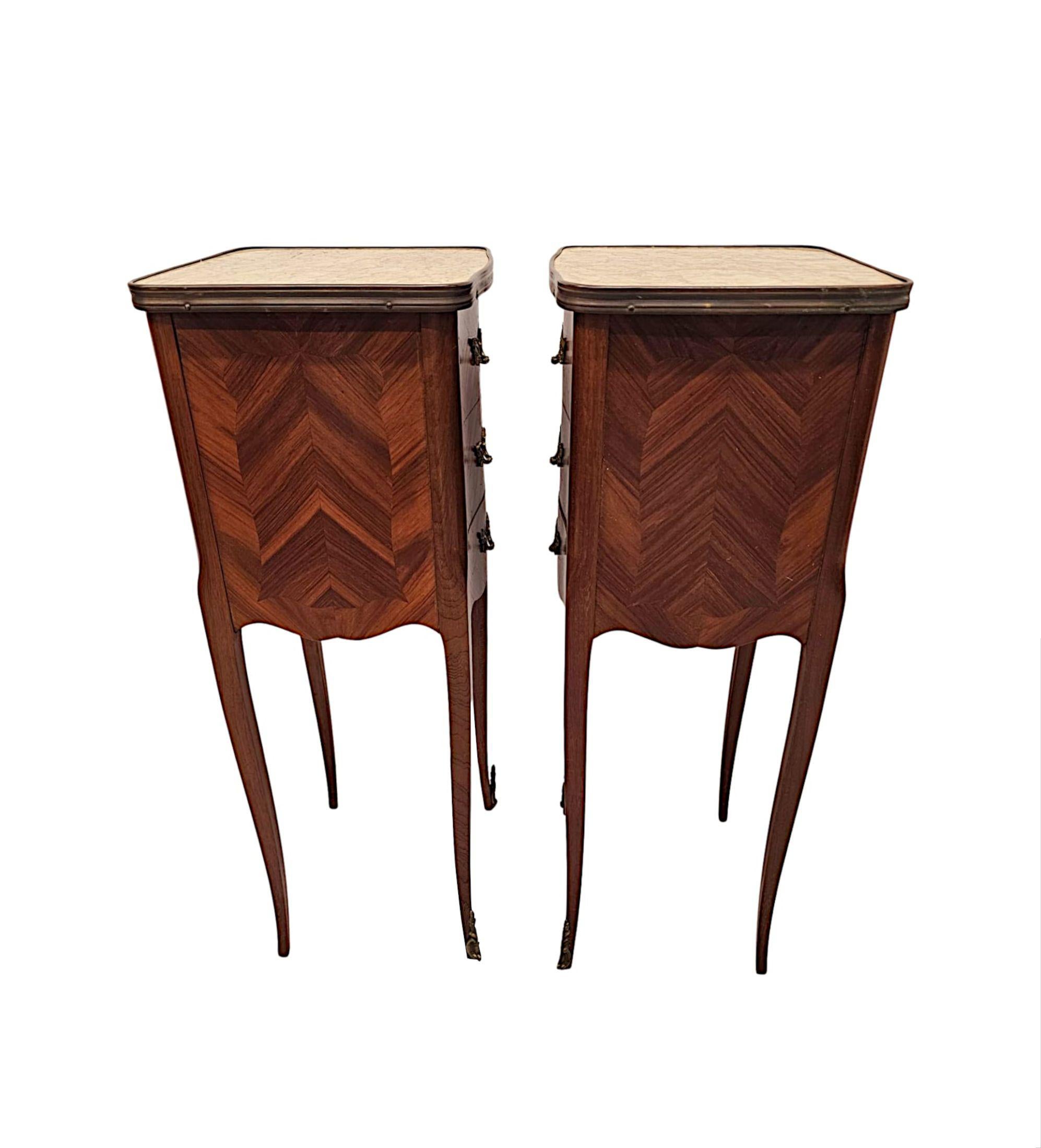 Ormolu A Very Fine Pair of 20th Century  Marble Top Bedside Chests or Tables For Sale