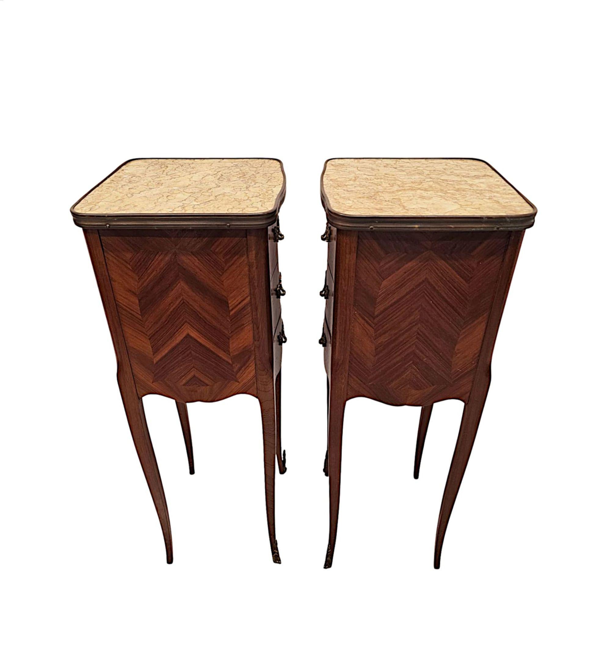 A Very Fine Pair of 20th Century  Marble Top Bedside Chests or Tables For Sale 1