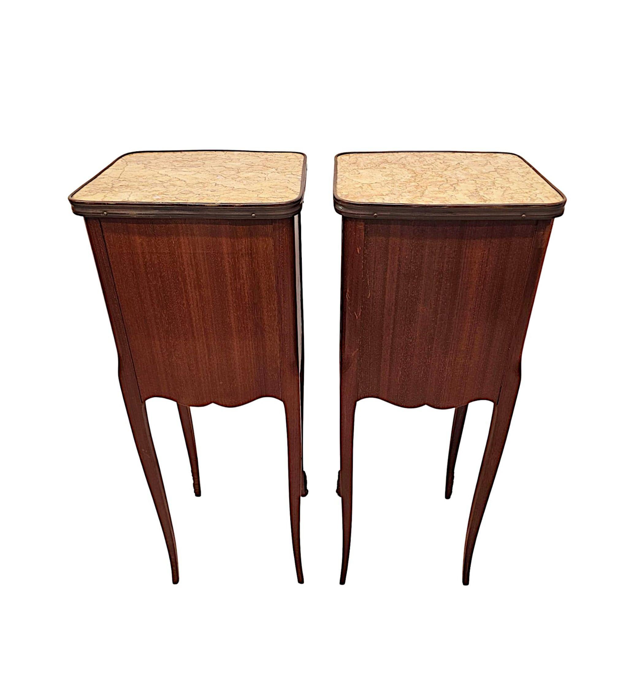 A Very Fine Pair of 20th Century  Marble Top Bedside Chests or Tables For Sale 2