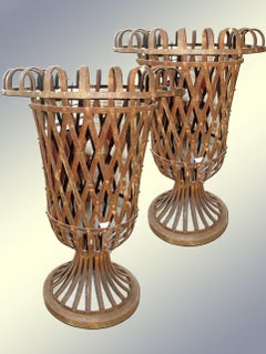 Very Fine Pair of Antique French Hand Forged Iron Garden Urns