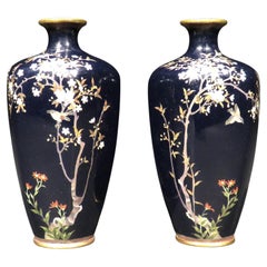 Very Fine Pair of Japanese Miniature Cloisonne Vases, Meiji Period (1868-1912) 