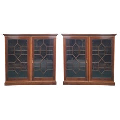 Very Fine Pair of Edwardian Inlaid Floor Bookcases