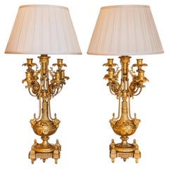 Très belle paire de lampes en bronze doré.