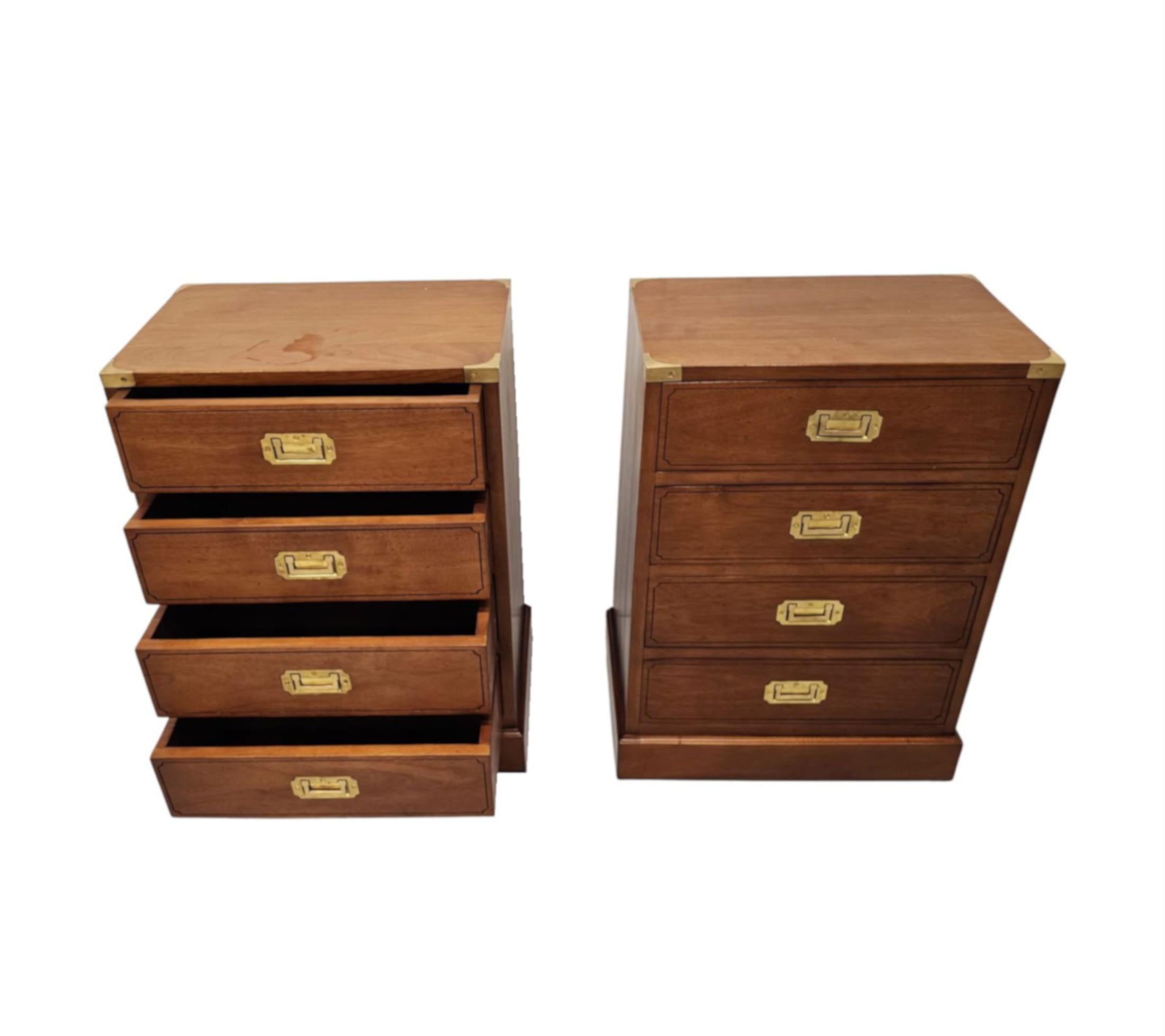 French A Very Fine Pair of Hand Made Bedside Chests in the Campaign Style For Sale