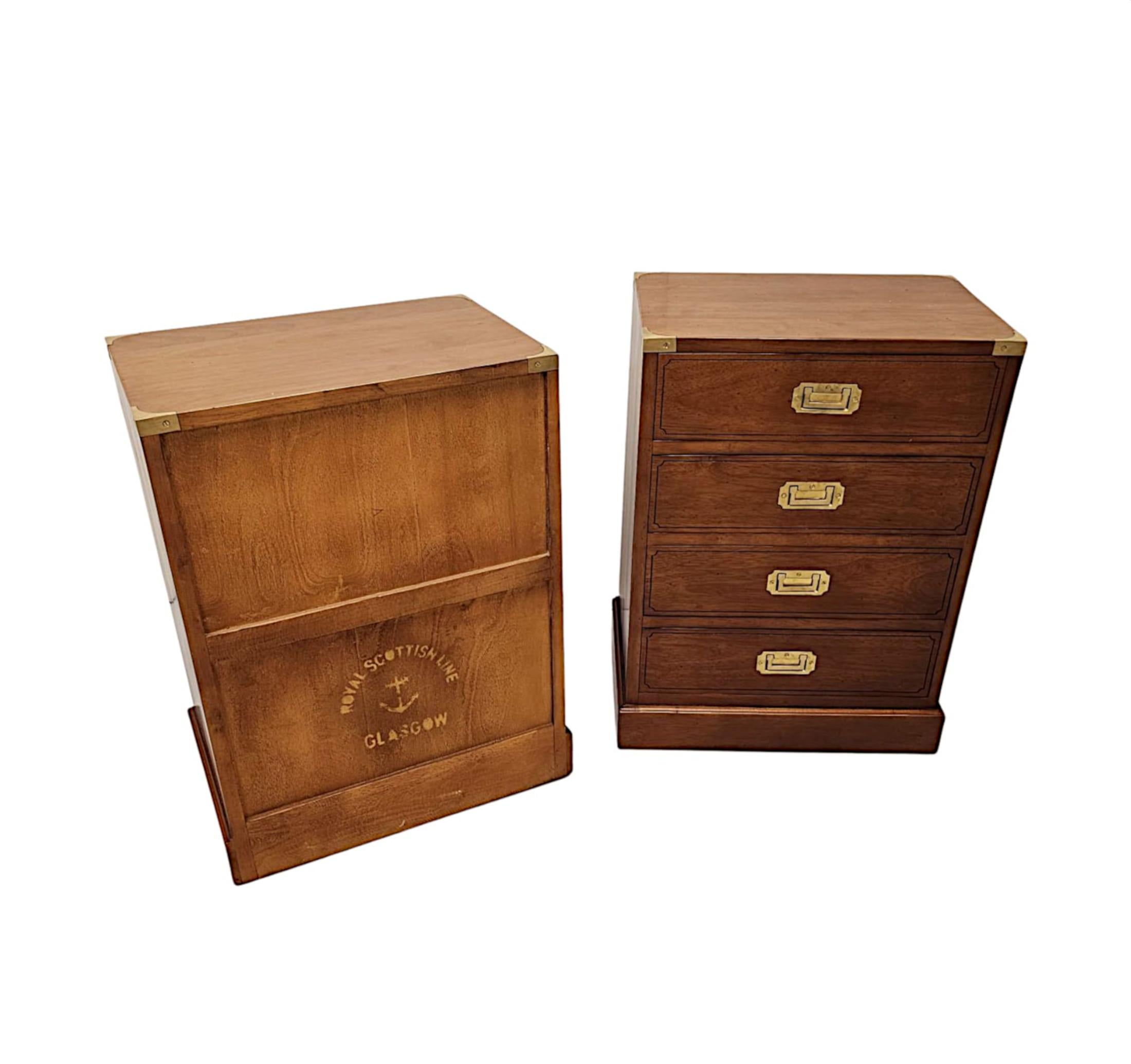 Contemporary A Very Fine Pair of Hand Made Bedside Chests in the Campaign Style For Sale
