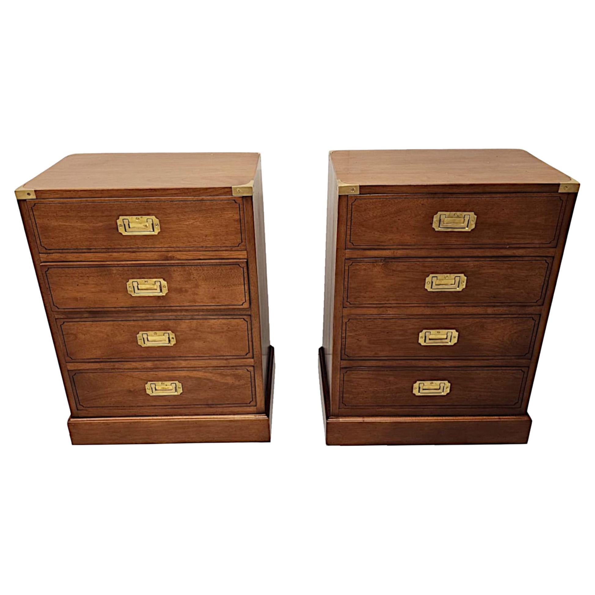 A Very Fine Pair of Hand Made Bedside Chests in the Campaign Style For Sale