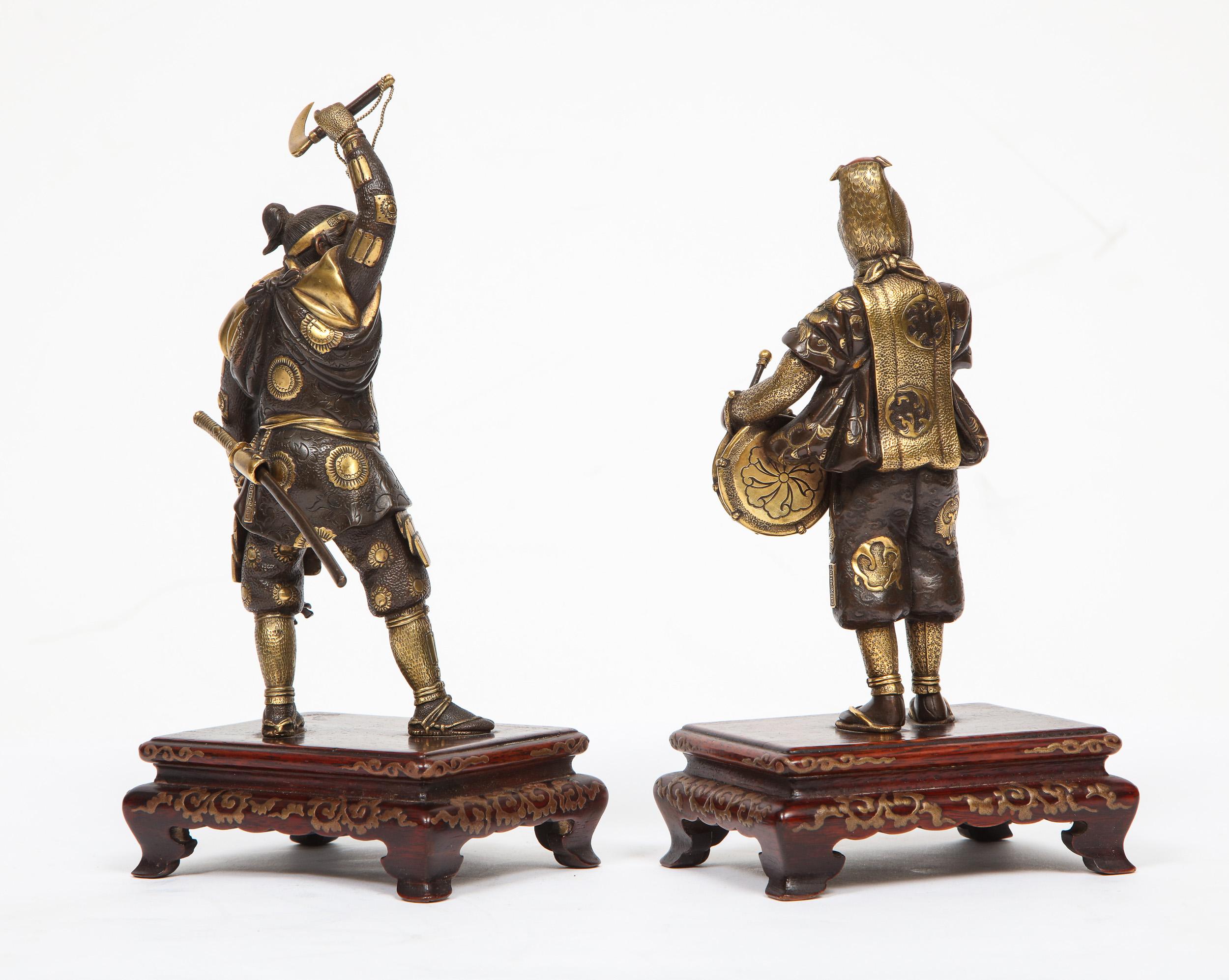 19th Century Very Fine Pair of Japanese Bronze Figures by Miyao Eisuke, Meiji Period