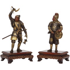 Very Fine Pair of Japanese Bronze Figures by Miyao Eisuke, Meiji Period