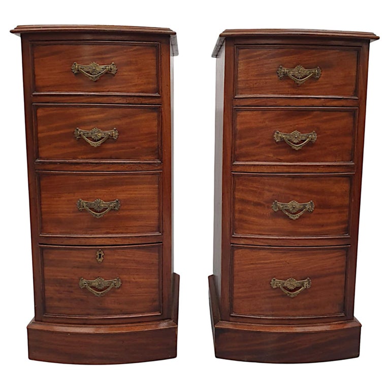 A Very Fine Pair of Large 19th Century Bow Fronted Bedside Chests For